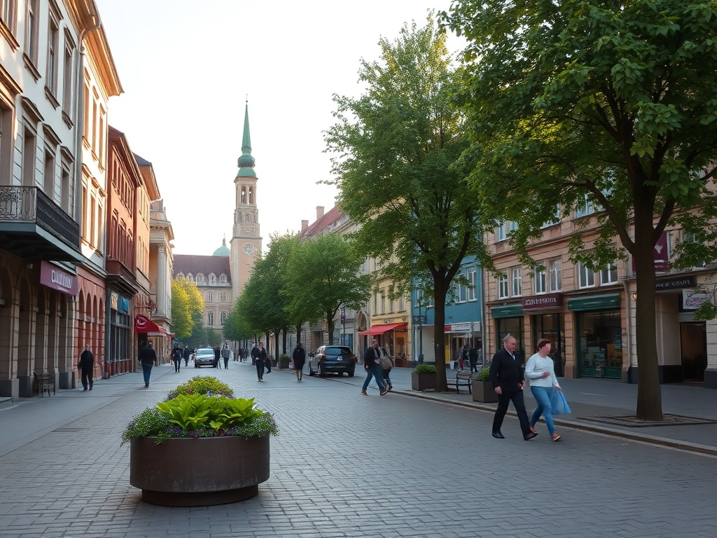 Ilustracja przedstawiająca połączenie nowoczesności i historii Gniezna, symbolizująca rozwój miasta i jego mieszkańców.