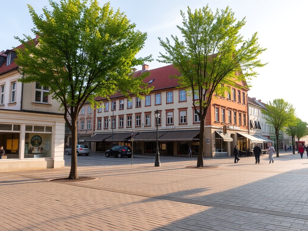 Widok miasta Pobiedziska uchwycony przez Google Street View, obok panorama przygotowującego się do sezonu Skorzęcina.