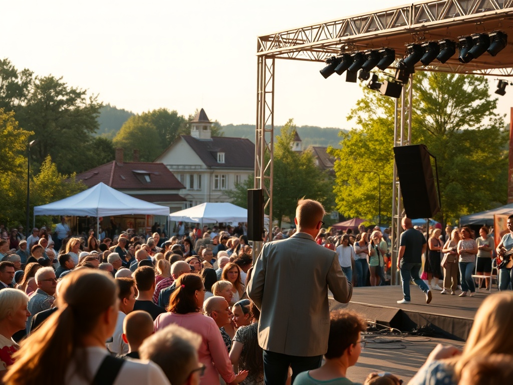 Plakat informacyjny o wydarzeniach kulturalnych w Gnieźnie, w tym Festiwalu Roślin i koncercie Majki Jeżowskiej.